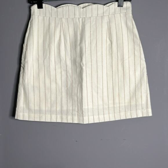 Altar’d State White Striped Mini Skirt Buttoned Front Size Small - Picture 5 of 9